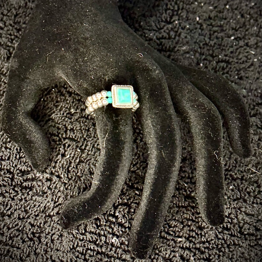 Sterling Silver Turquoise Beaded Ring – Southwestern Style, 925 item#0018